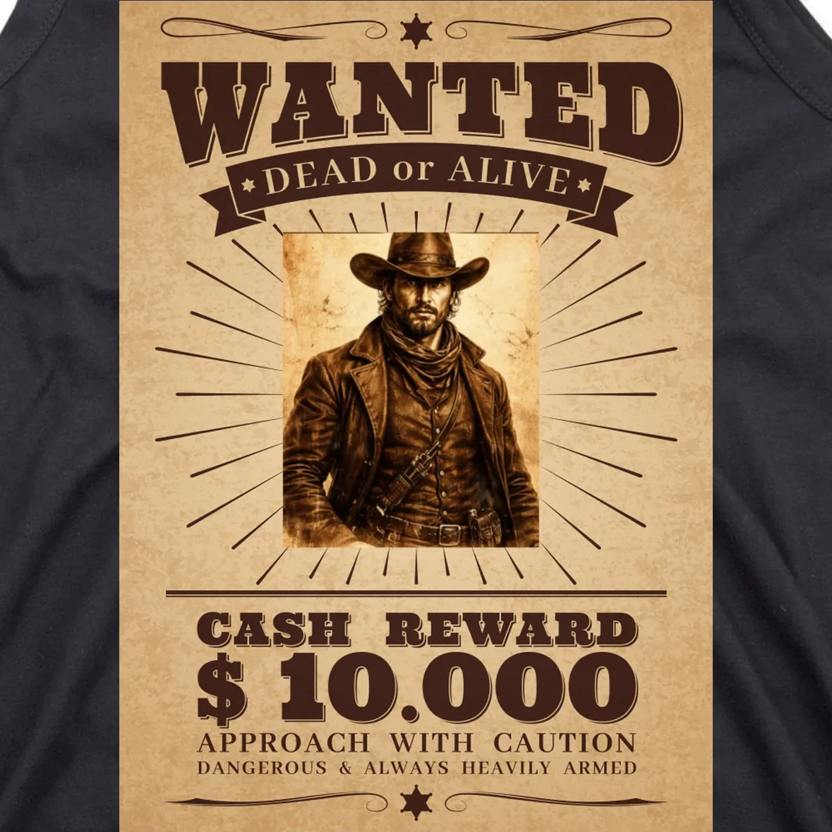 Custom Wanted Poster Photo Picture Men's Tank Top - Front - Close-up