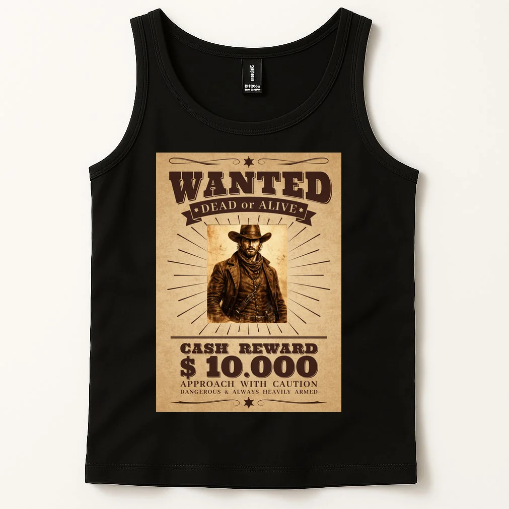 Custom Wanted Poster Photo Picture Tank Top - Front 1