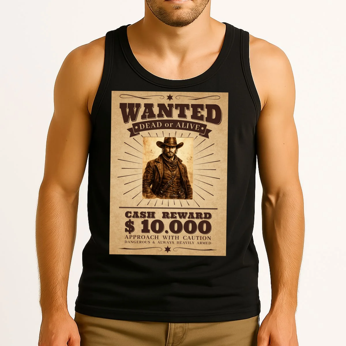 Custom Wanted Poster Photo Picture Tank Top - Front 2