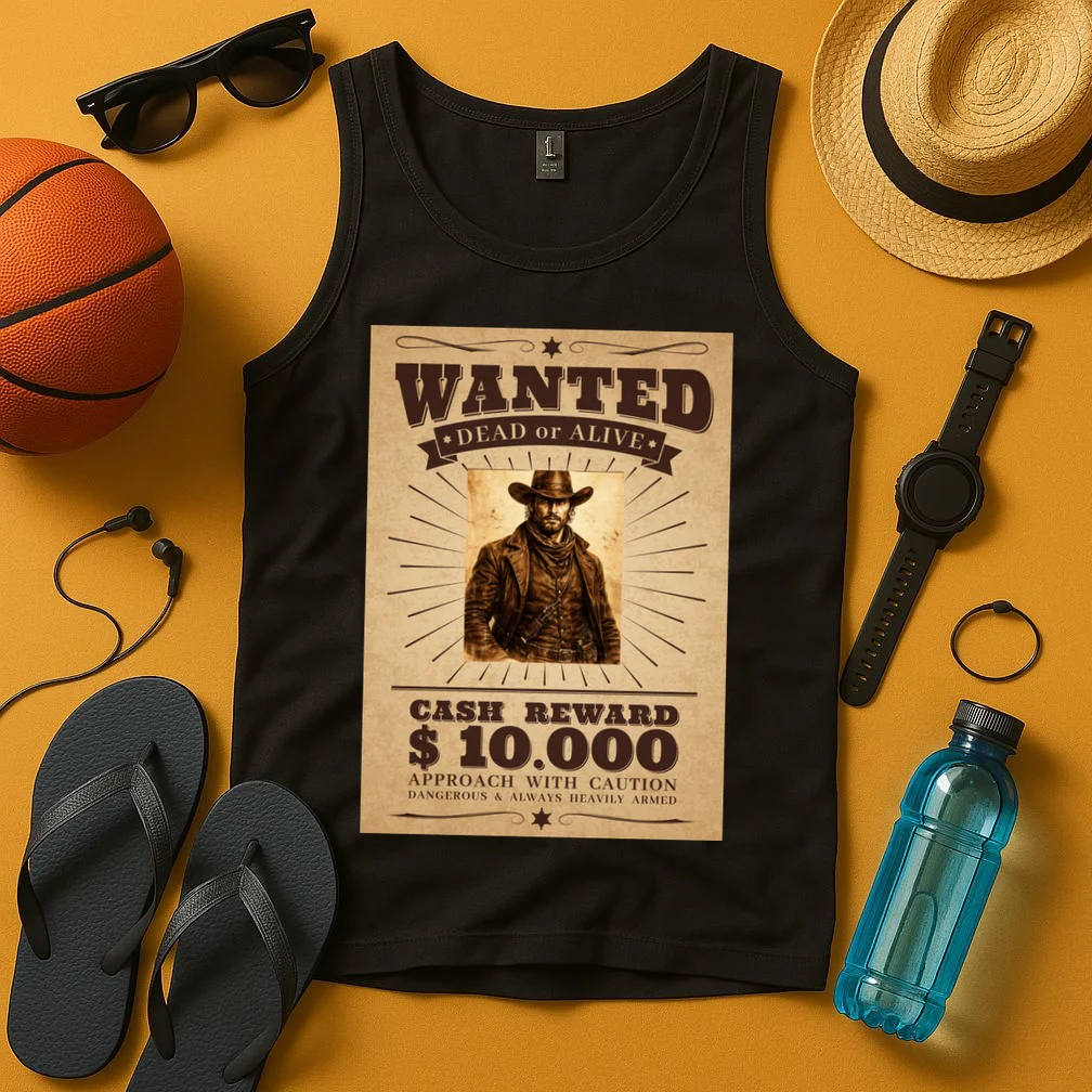 Custom Wanted Poster Photo Picture Tank Top - Front 3