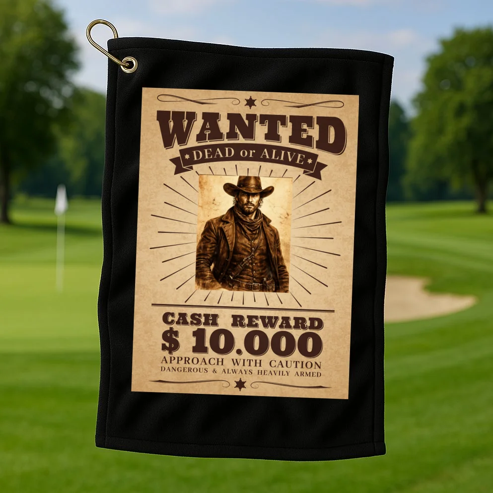 Custom Wanted Poster Photo Picture Golf Towel - Front 1