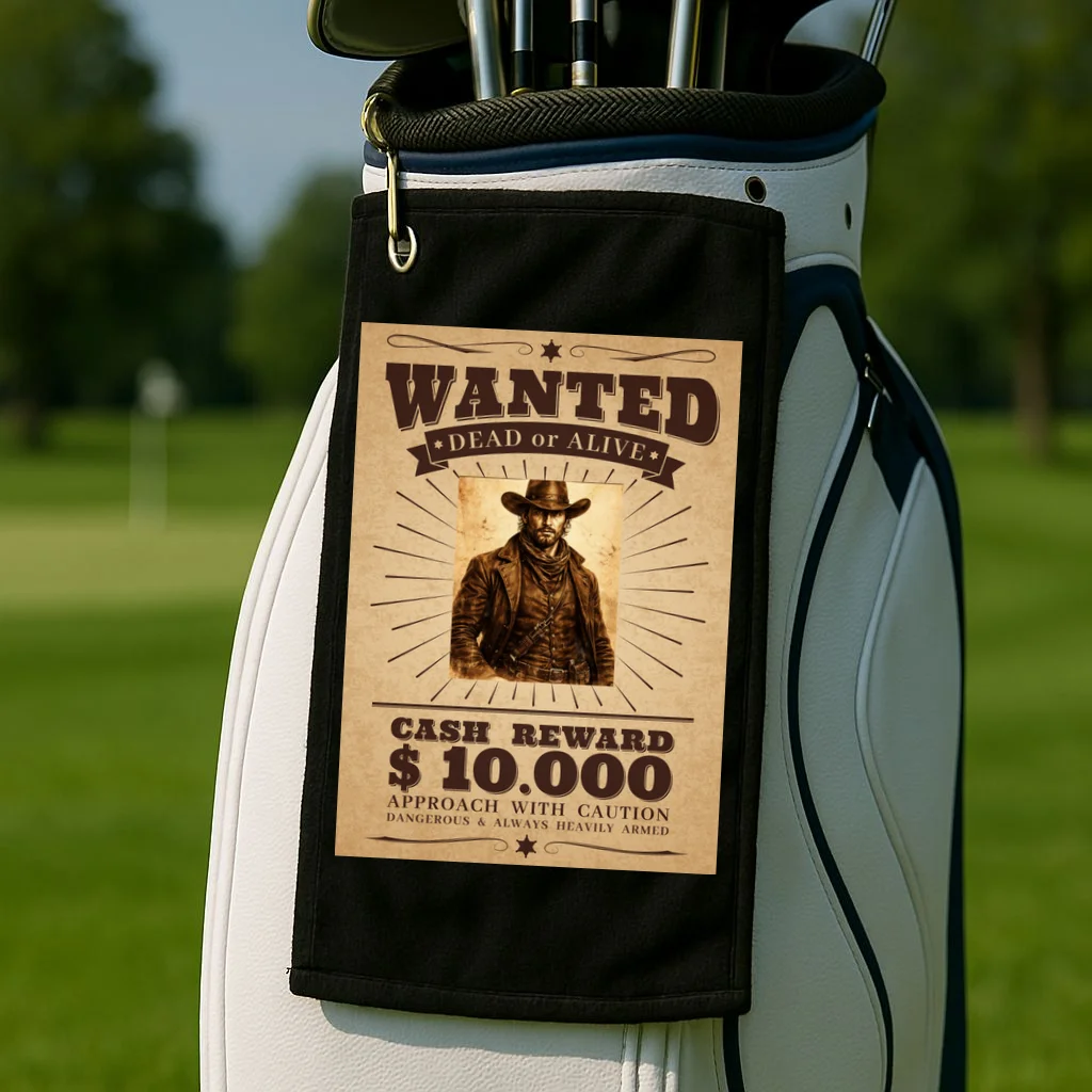 Custom Wanted Poster Photo Picture Golf Towel - Front 2