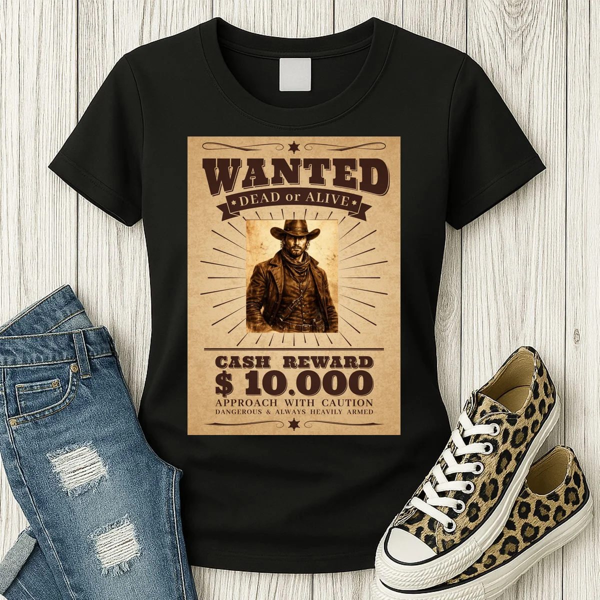 Custom Wanted Poster Photo Picture Women's T-Shirt - Front 2
