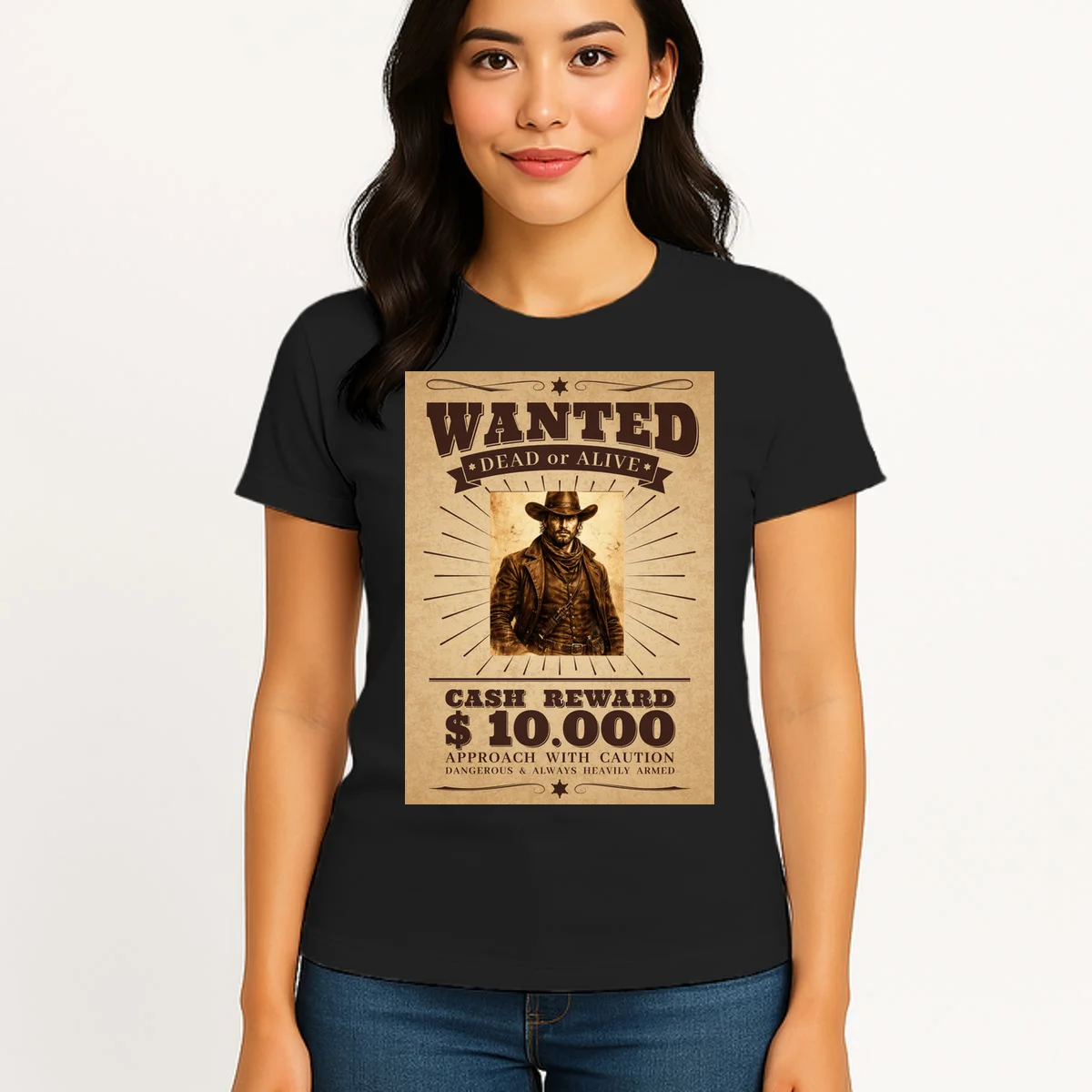 Custom Wanted Poster Photo Picture Women's T-Shirt - Front 3
