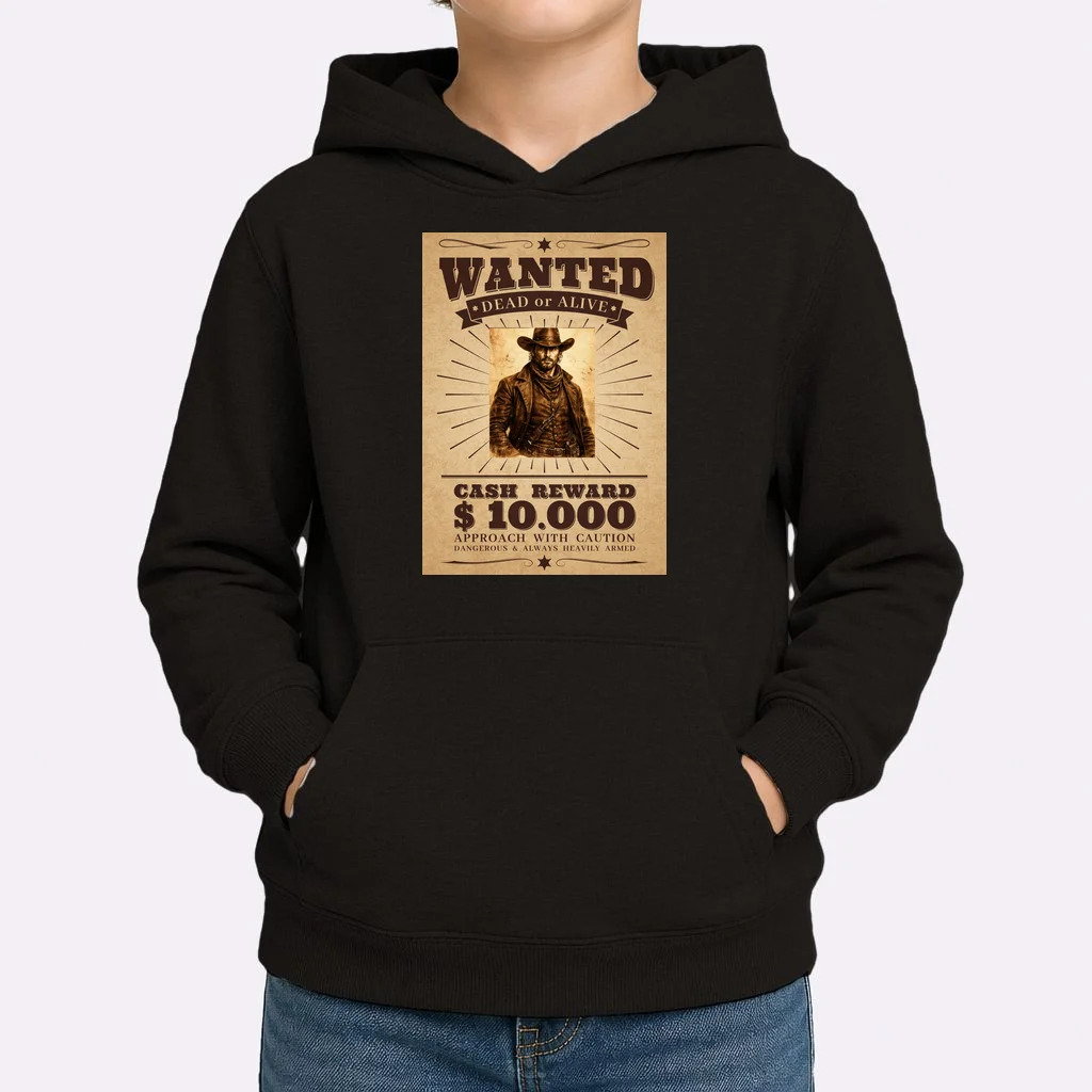 Custom Wanted Poster Photo Picture Kids Hoodie - Front 1