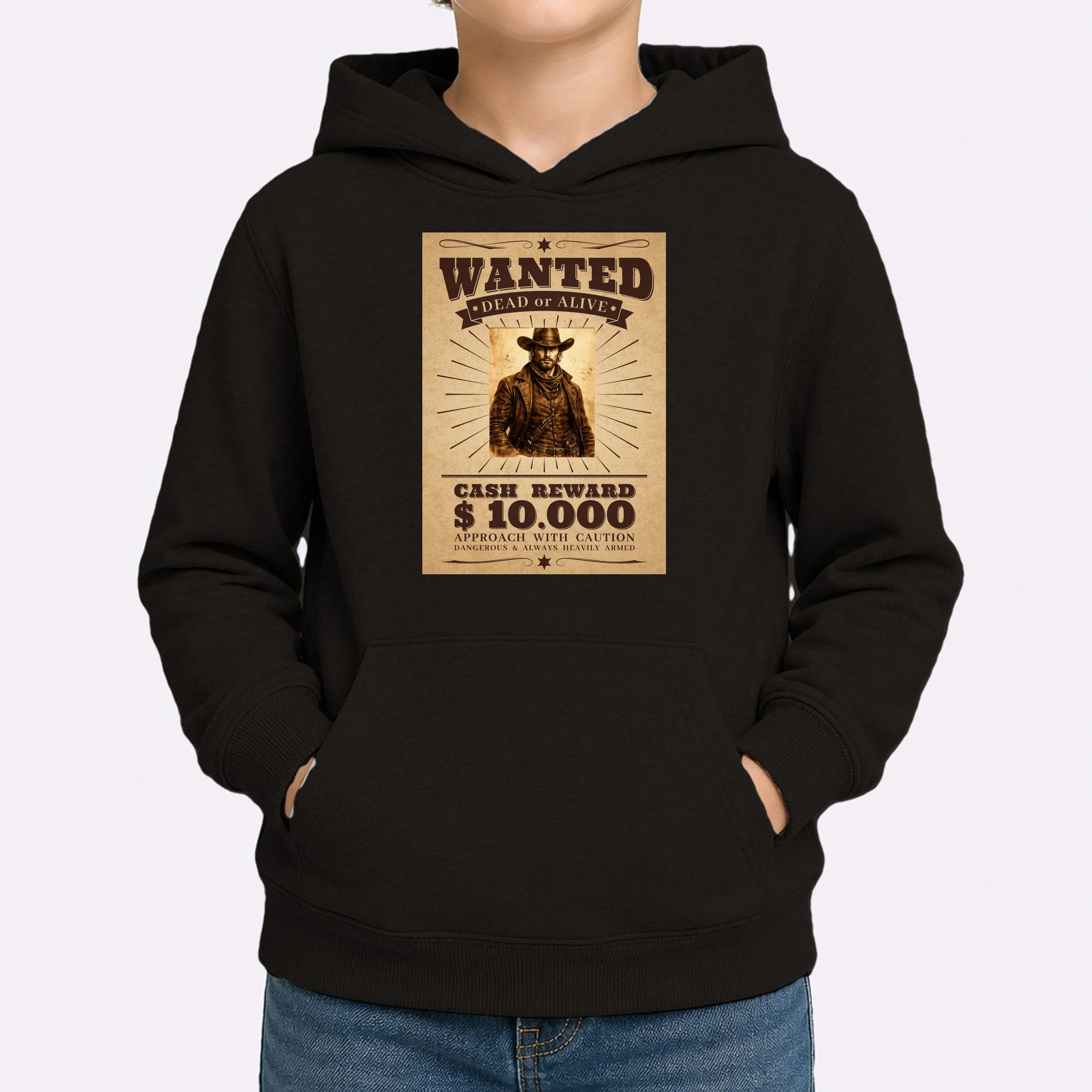 Custom Wanted Poster Photo Picture Kids Hoodie - Front 1