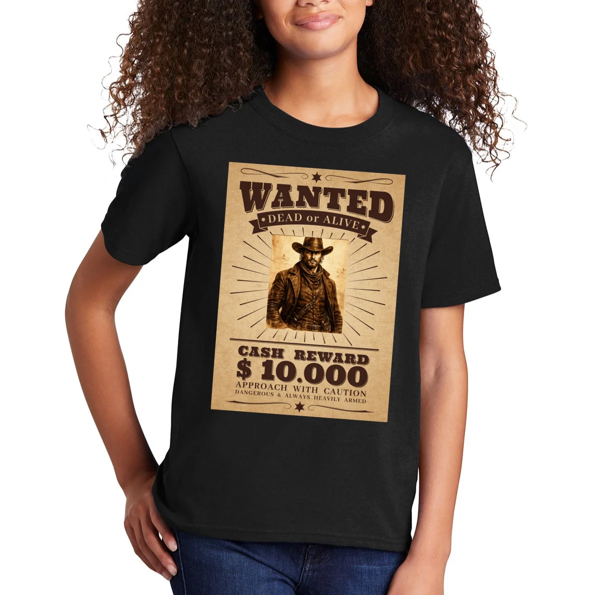 Custom Wanted Poster Photo Picture Kids T-Shirt - Front 1