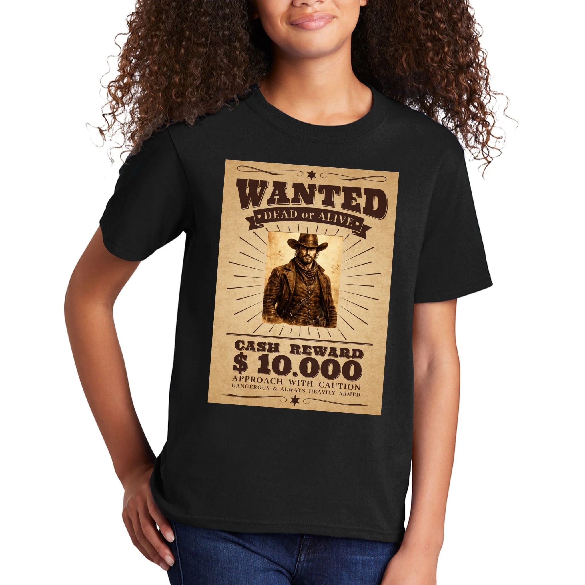 Custom Wanted Poster Photo Picture Kids T-Shirt - Front 1