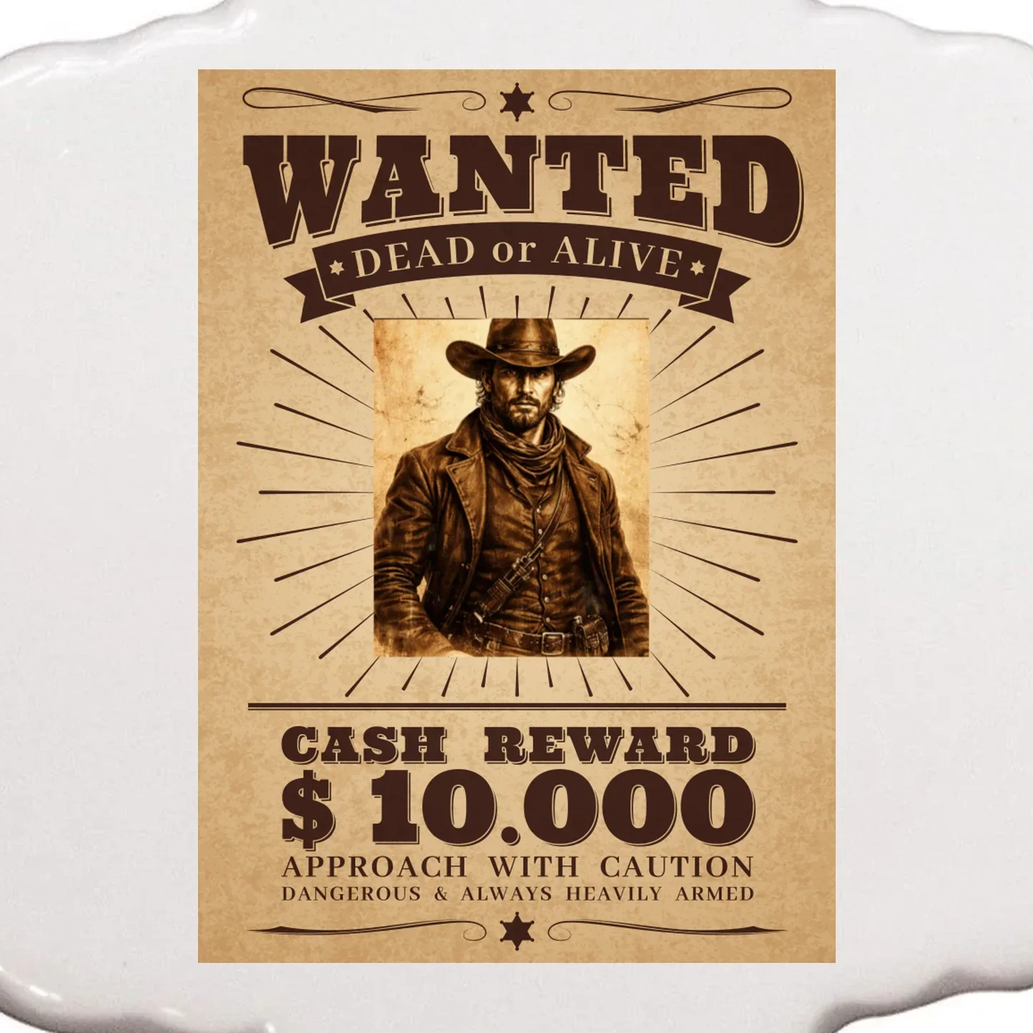 Custom Wanted Poster Photo Picture Ornament - Front - Close-up