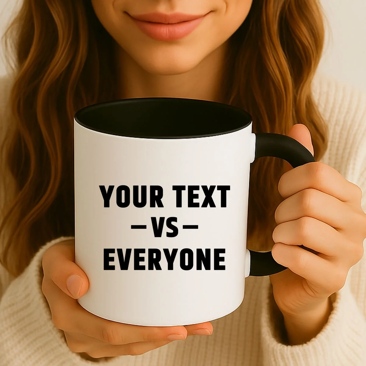 Custom Your Text Vs. Everyone Personalized Coffee Mug - Front 2