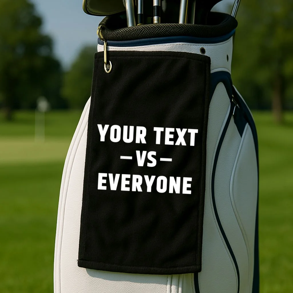 Custom Your Text Vs. Everyone Personalized Golf Towel - Front 2