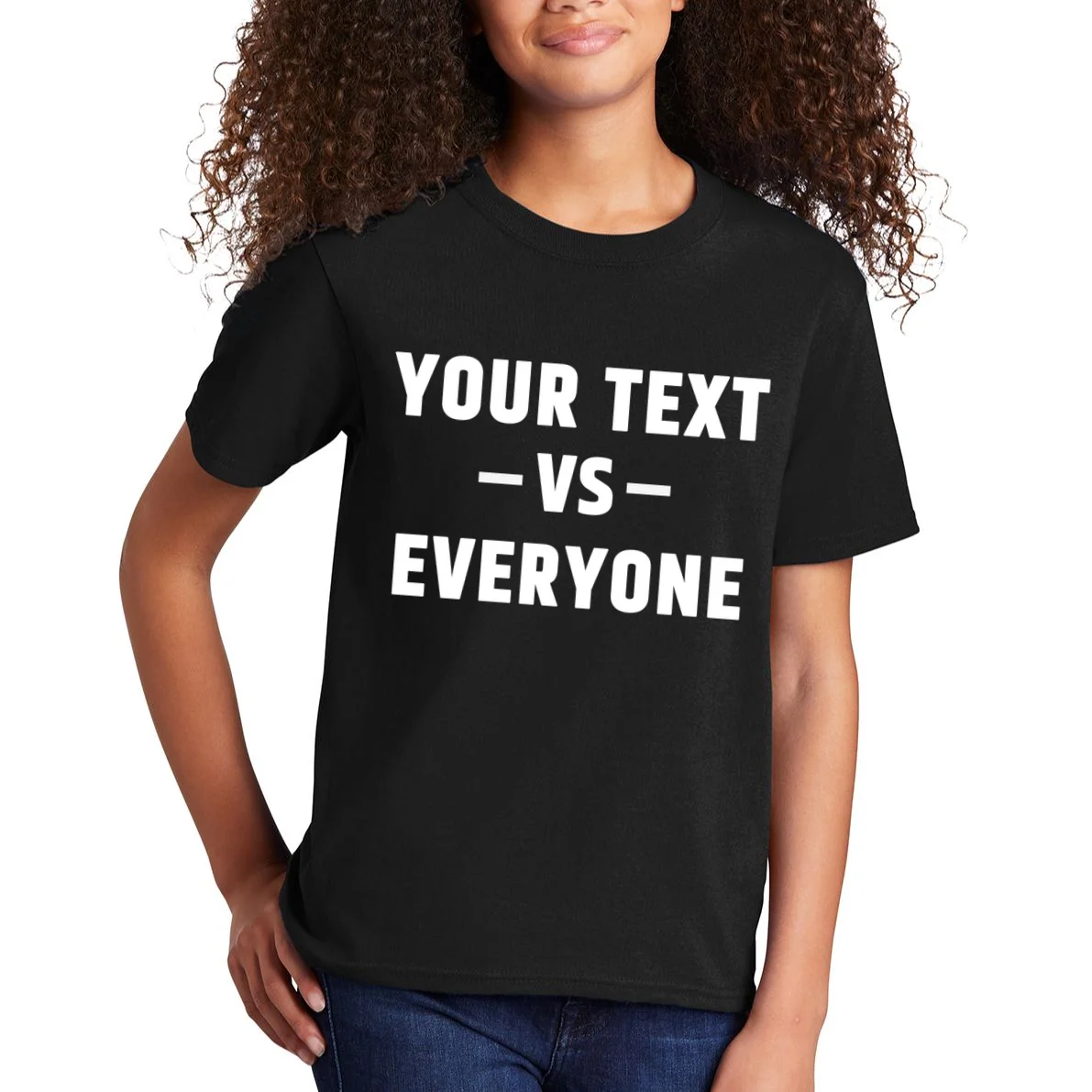 Custom Your Text Vs. Everyone Personalized Kids T-Shirt - Front 1