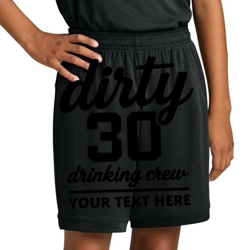 Dirty 30 Drinking Crew Customizable Birthday Kids Shorts for Party Vibes - Front 1