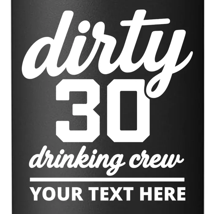Dirty 30 Drinking Crew Customizable Birthday 24oz Water Bottle for Party Vibes - Front - Close-up