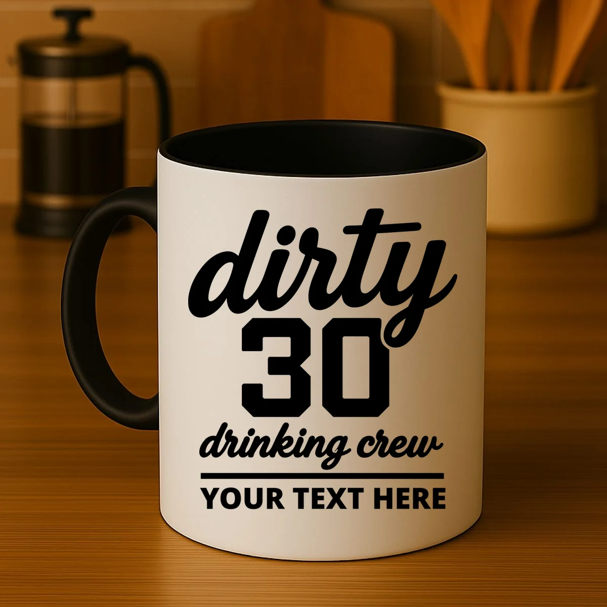Dirty 30 Drinking Crew Customizable Birthday Coffee Mug for Party Vibes - Front 3