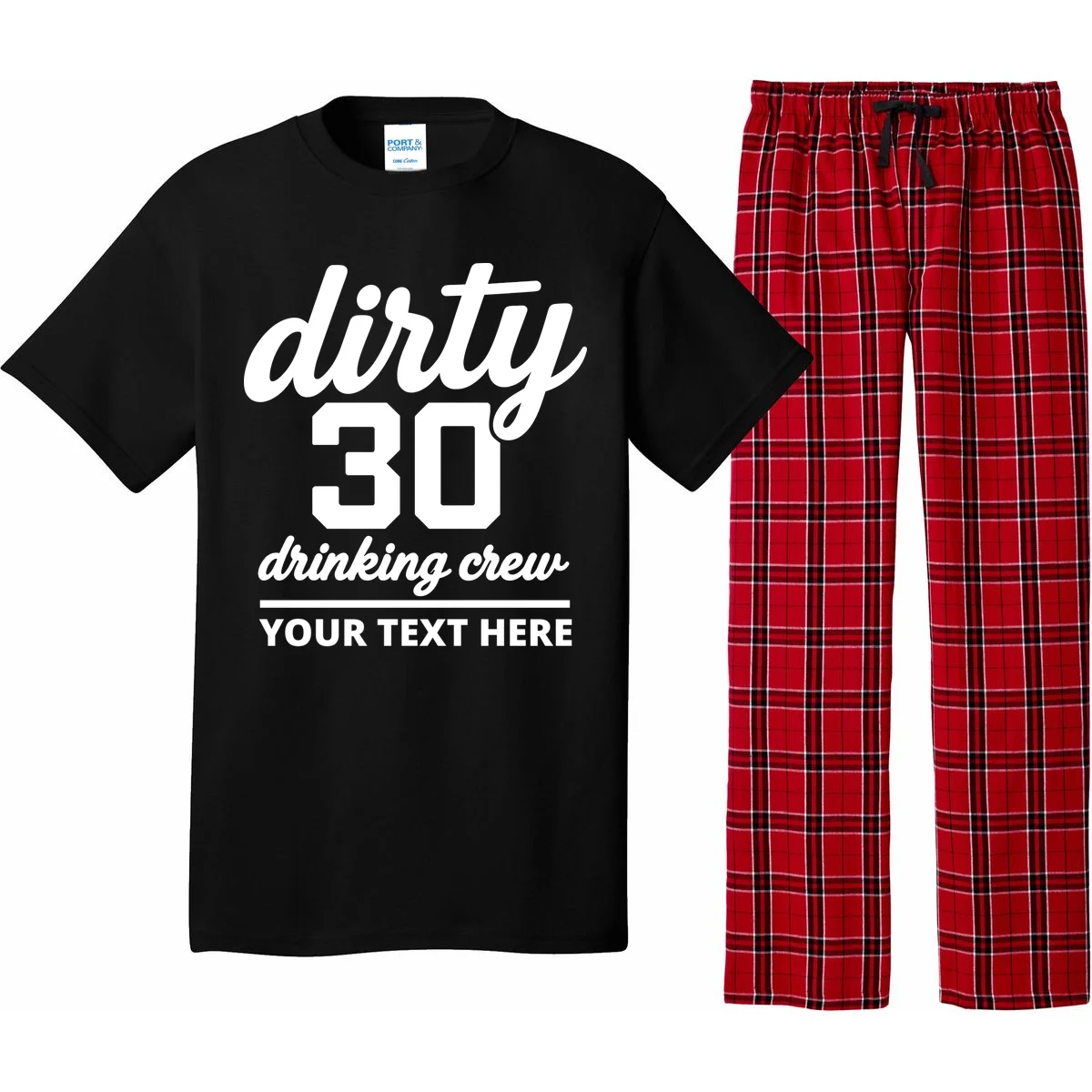 Dirty 30 Drinking Crew Customizable Birthday Pajama Set for Party Vibes - Front