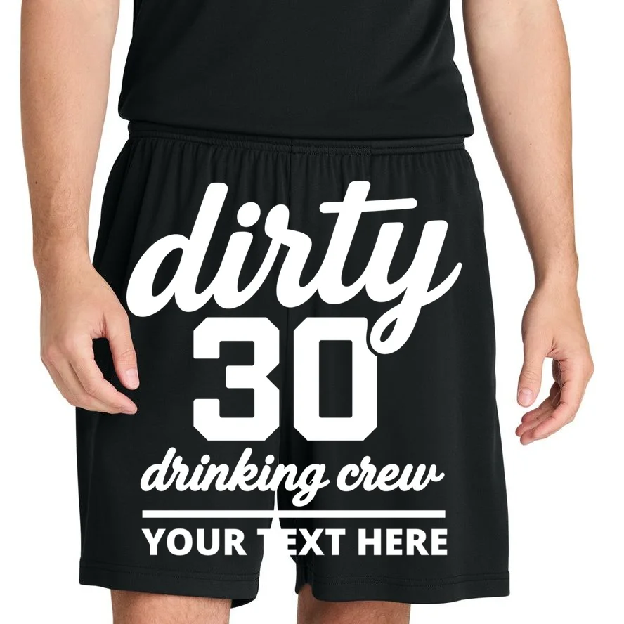 Dirty 30 Drinking Crew Customizable Birthday Men's Shorts for Party Vibes - Front 1