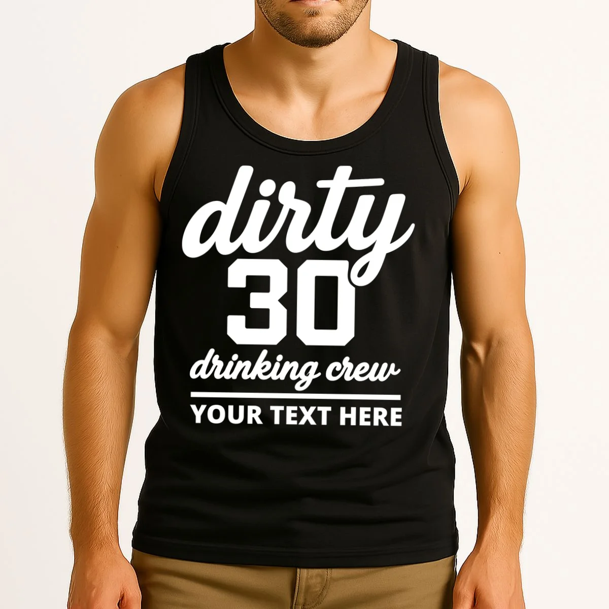 Dirty 30 Drinking Crew Customizable Birthday Tank Top for Party Vibes - Front 2