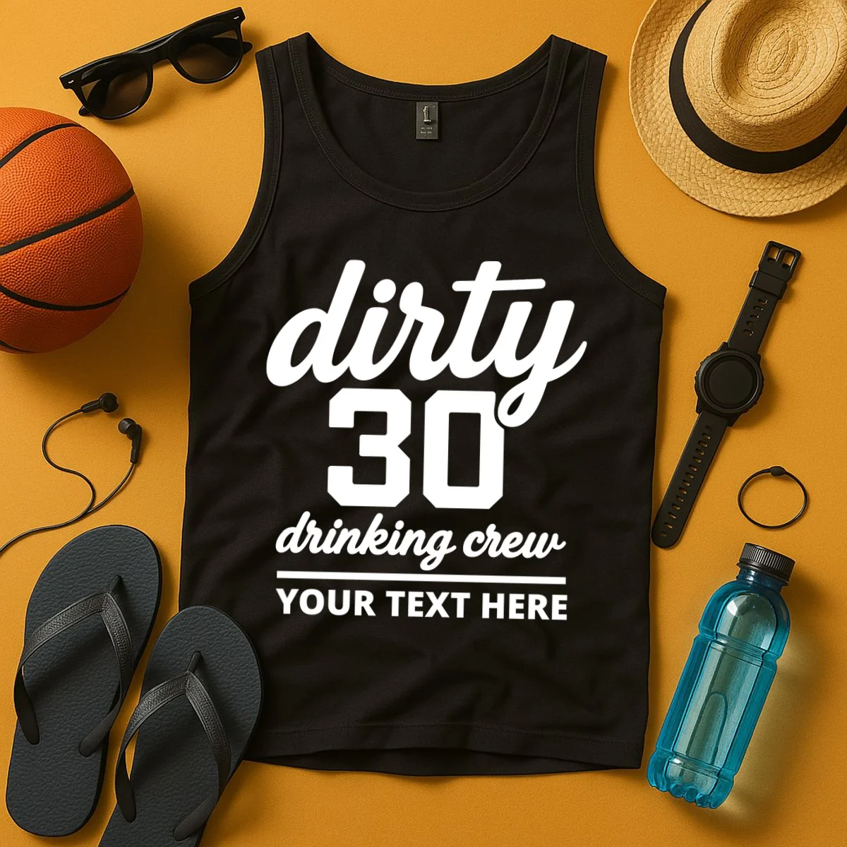 Dirty 30 Drinking Crew Customizable Birthday Tank Top for Party Vibes - Front 3