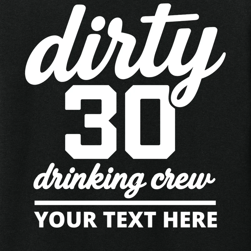 Dirty 30 Drinking Crew Customizable Birthday Kids Long Sleeve Pajamas for Party Vibes - Front - Close-up
