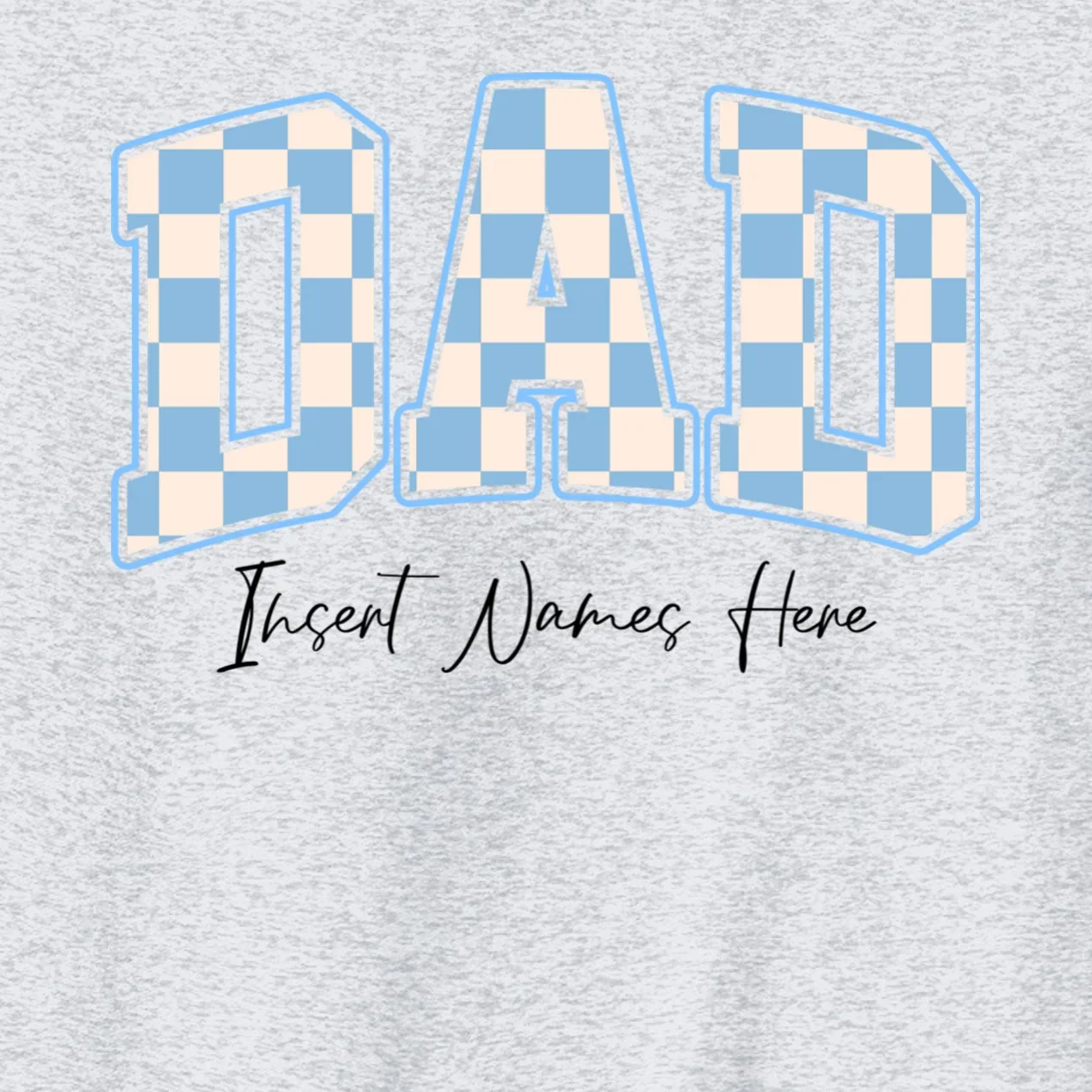 DAD Blue Checkerboard Customizable Men's Sweatshirt - Front - Close-up