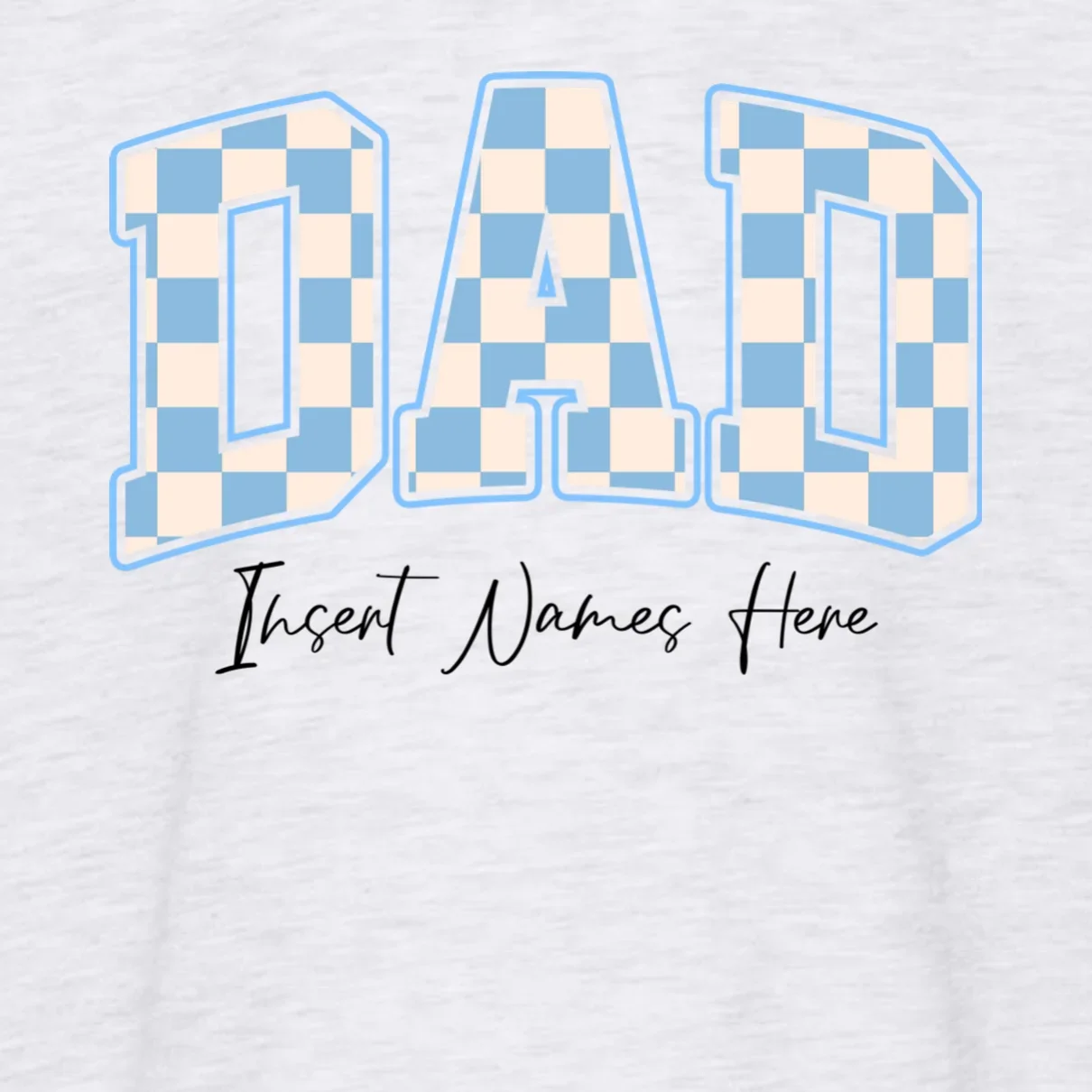 DAD Blue Checkerboard Customizable Toddler T-Shirt - Front - Close-up