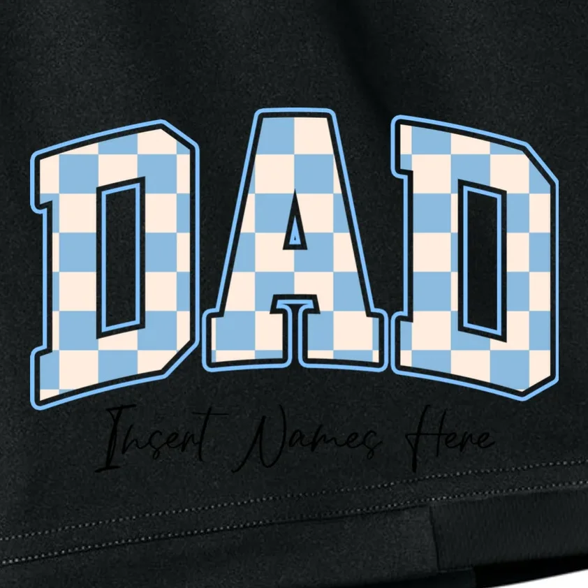 DAD Blue Checkerboard Customizable Kids Shorts - Front - Close-up