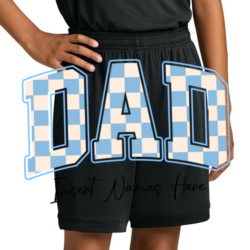 DAD Blue Checkerboard Customizable Kids Shorts - Front 1