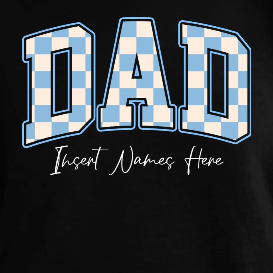 DAD Blue Checkerboard Customizable Comfort Colors Unisex T-Shirt - Front - Close-up
