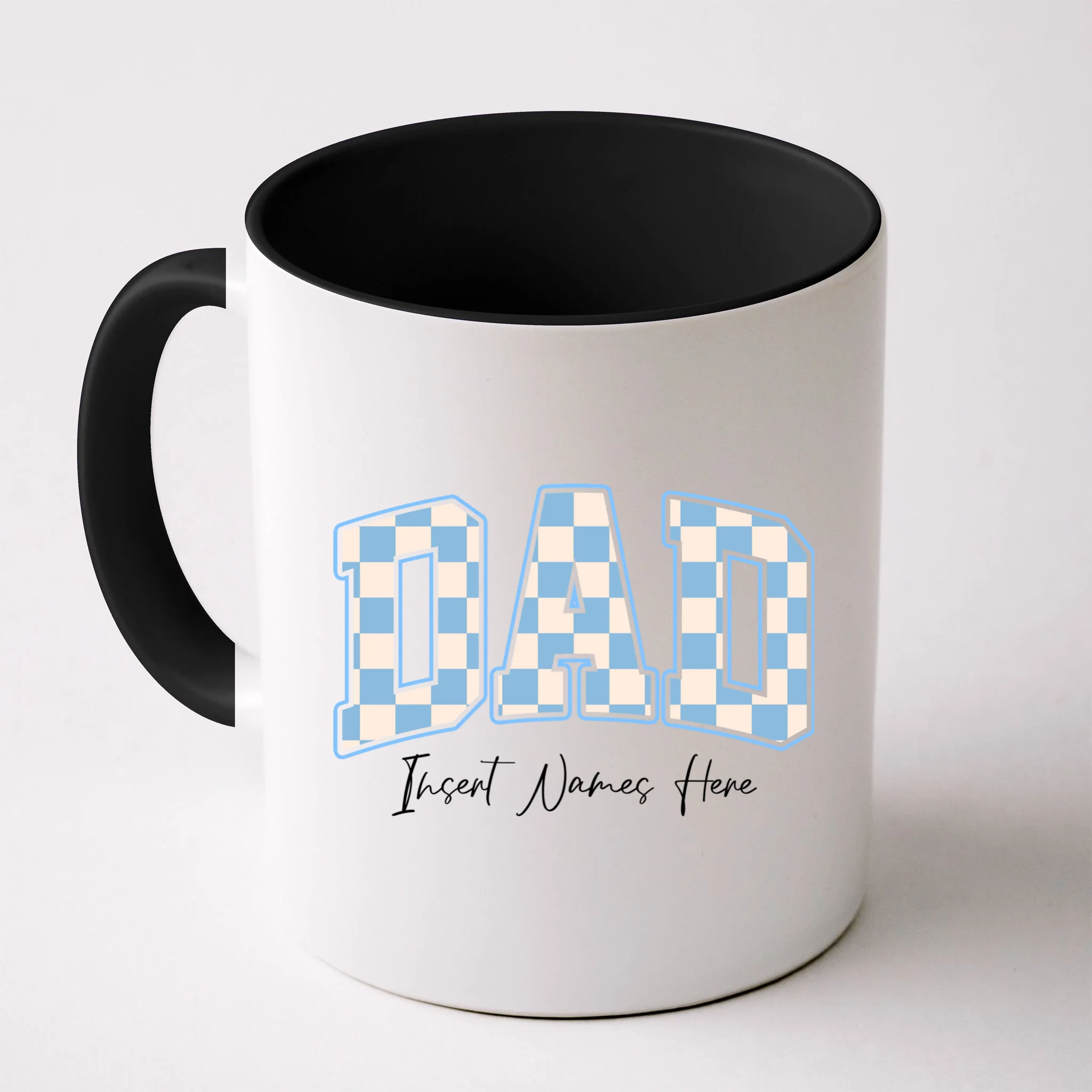 DAD Blue Checkerboard Customizable Mug - Front