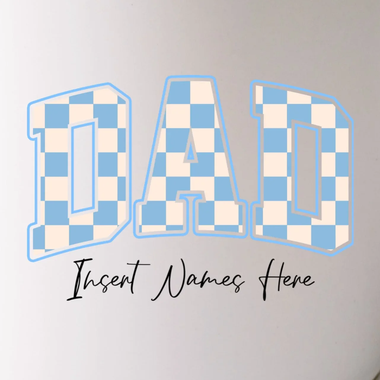 DAD Blue Checkerboard Customizable Mug - Front - Close-up