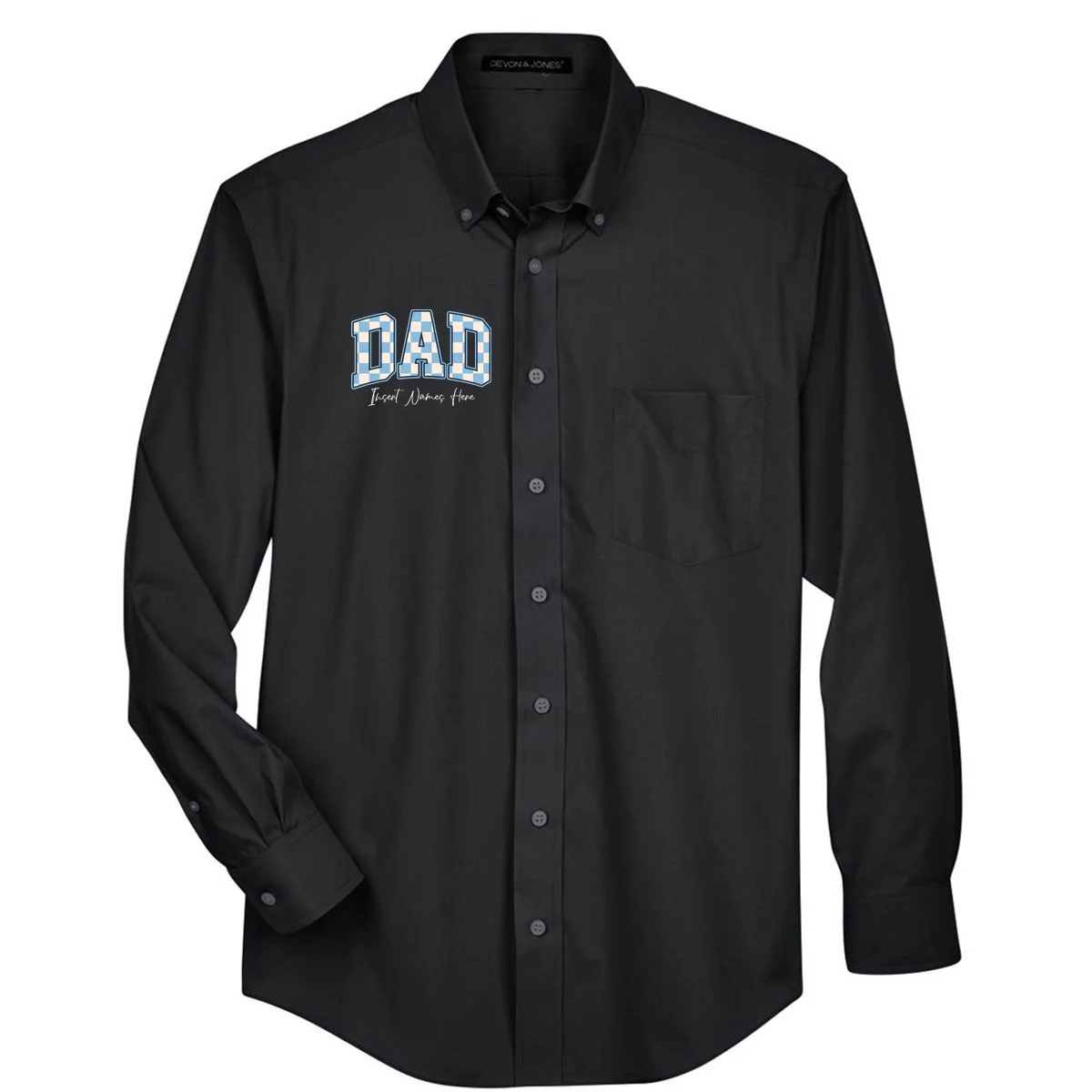 DAD Blue Checkerboard Customizable Men's Button Up - Front