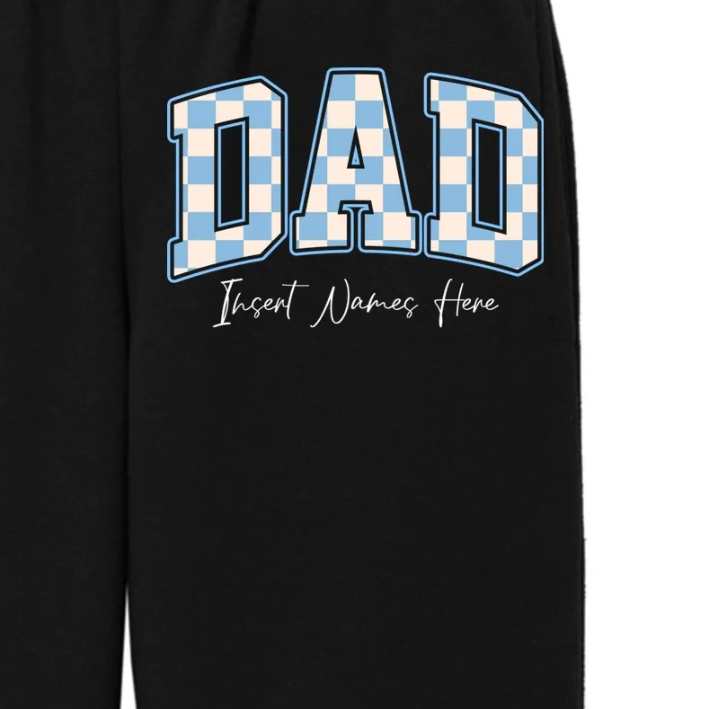 DAD Blue Checkerboard Customizable Kids Fleece Sweatpants - Front - Close-up