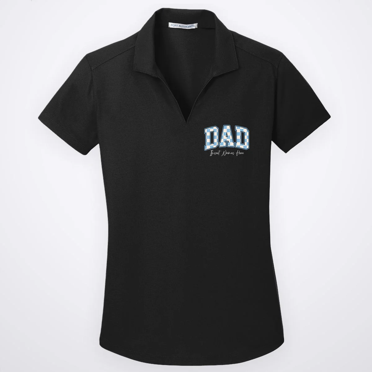 DAD Blue Checkerboard Customizable Women's Polo - Front