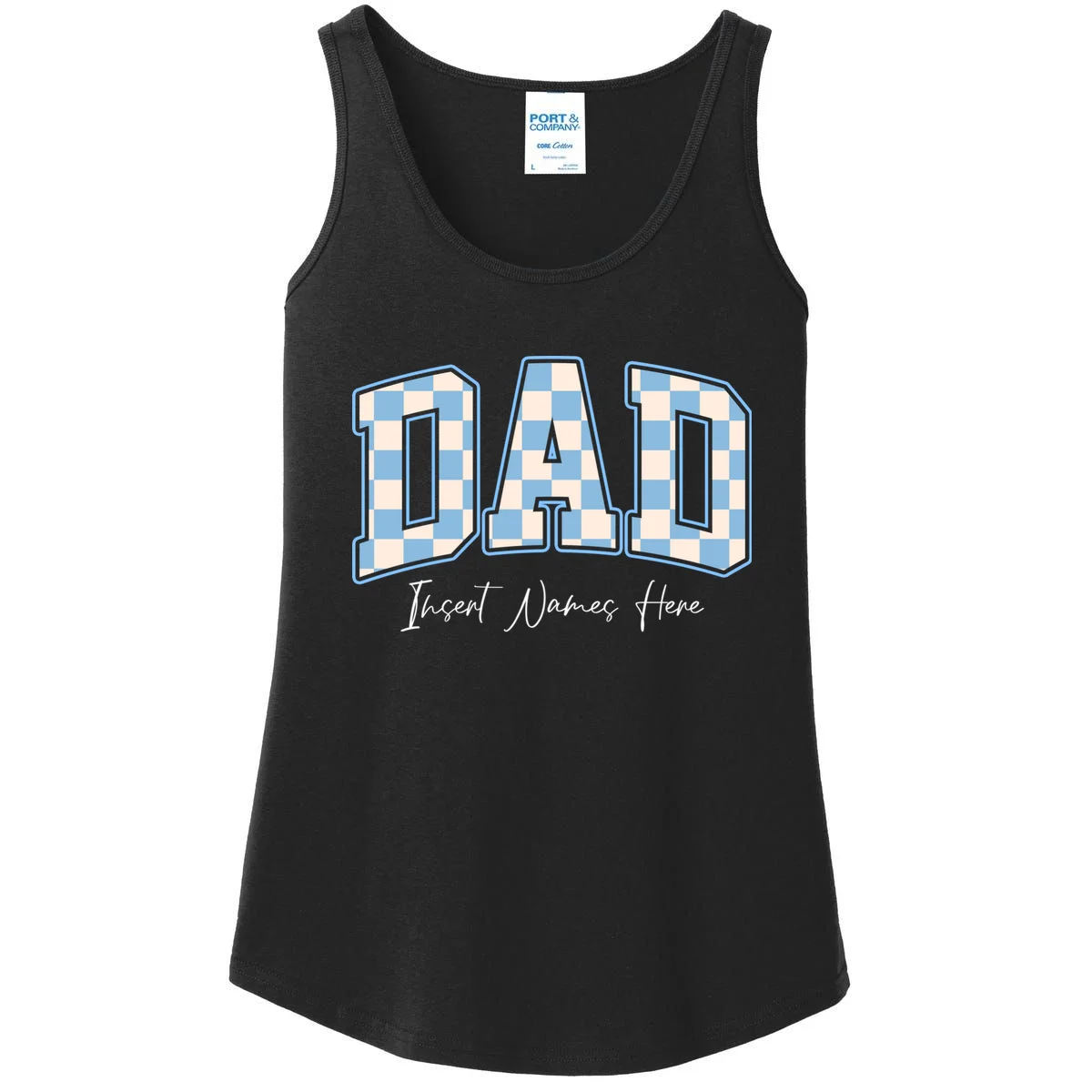DAD Blue Checkerboard Customizable Women's Tank Top - Front
