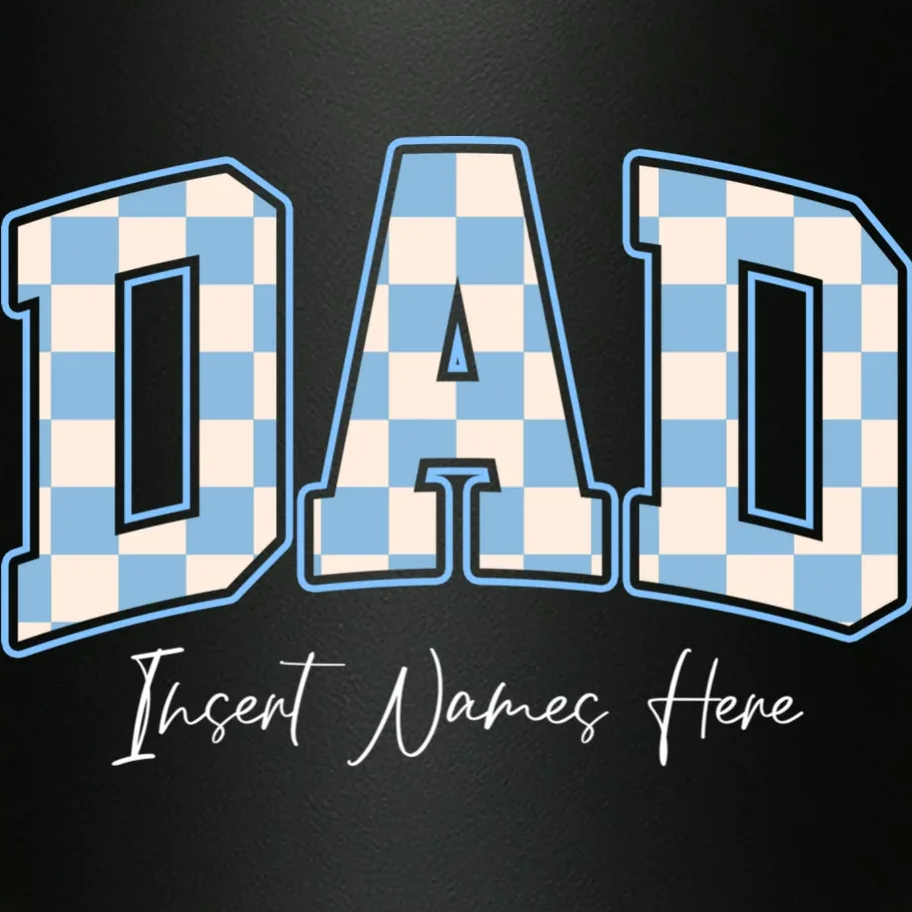 DAD Blue Checkerboard Customizable 20oz Tumbler - Front - Close-up