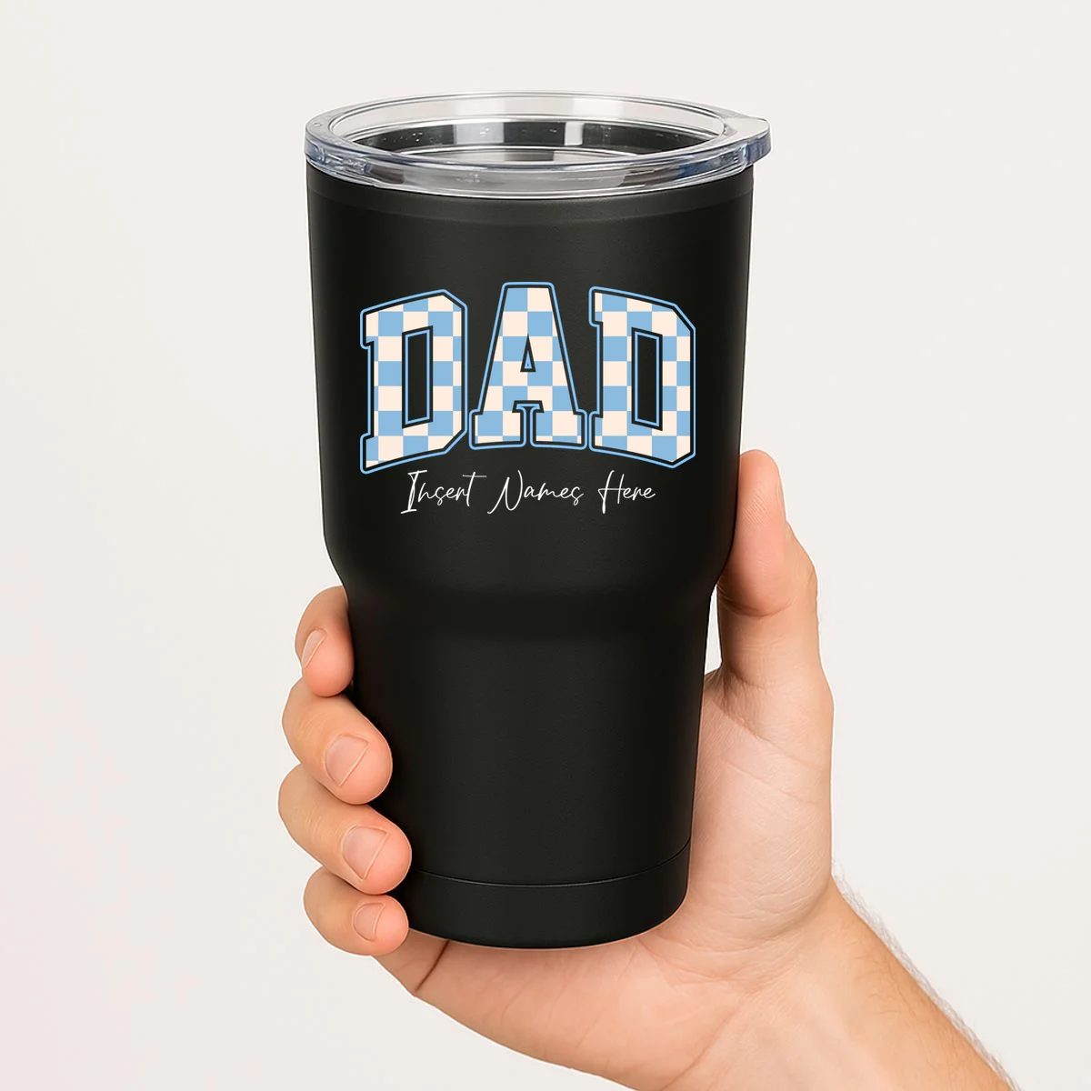 DAD Blue Checkerboard Customizable 20oz Tumbler - Front 1