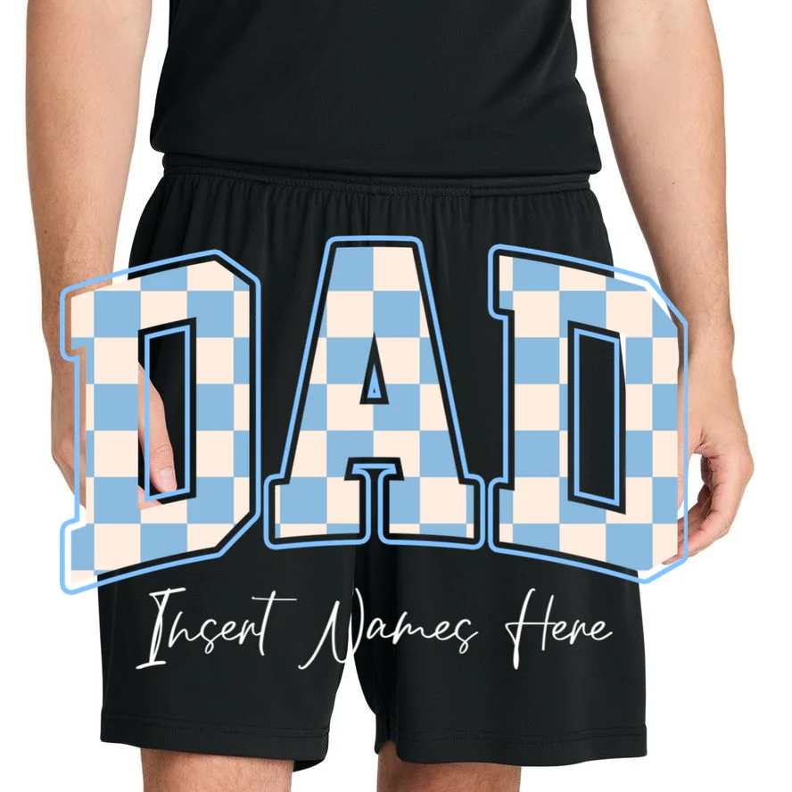DAD Blue Checkerboard Customizable Men's Shorts - Front 1