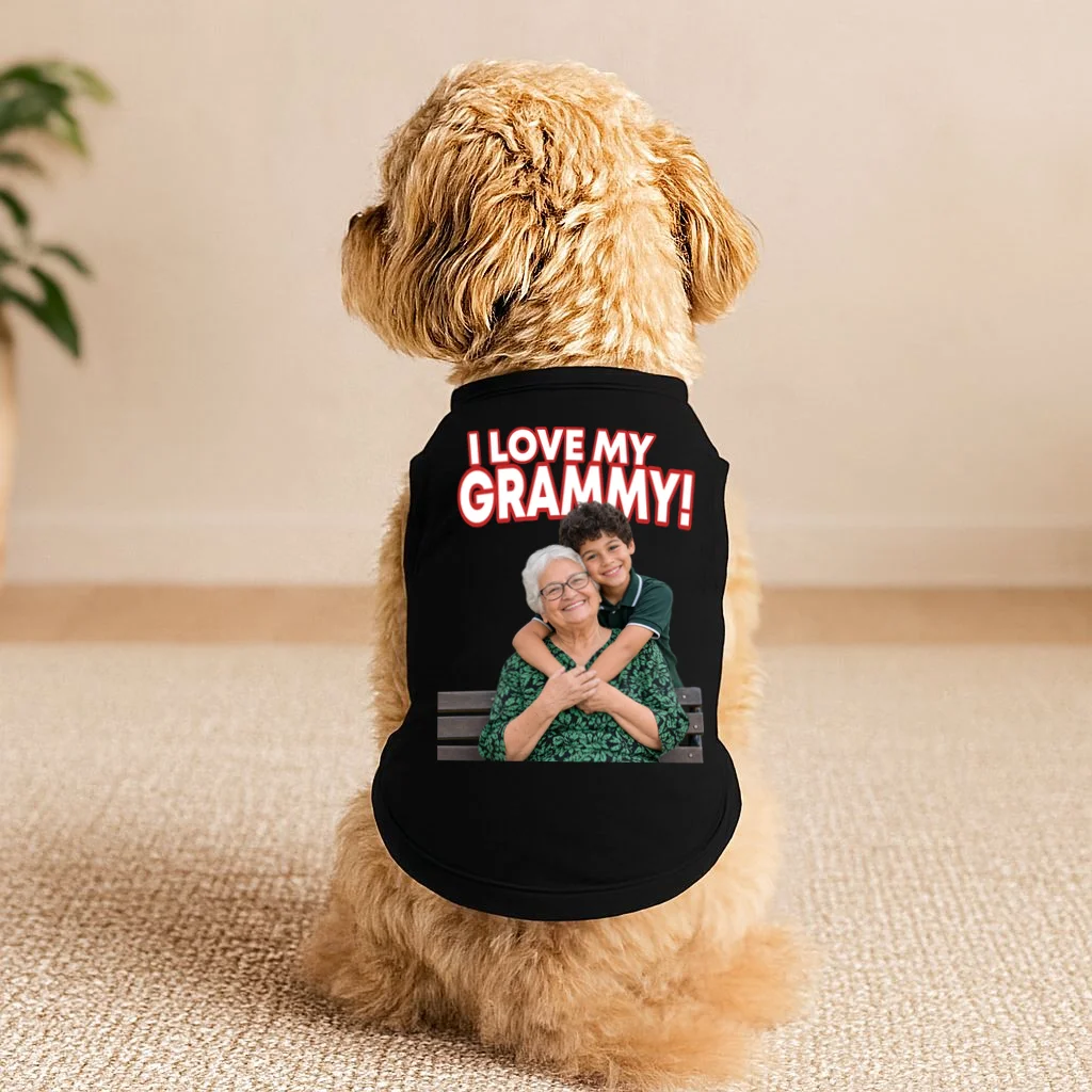 Grandma Photo Personalized Gift - I love My Grammy Custom Photo Gift Doggie Tank - Front 1