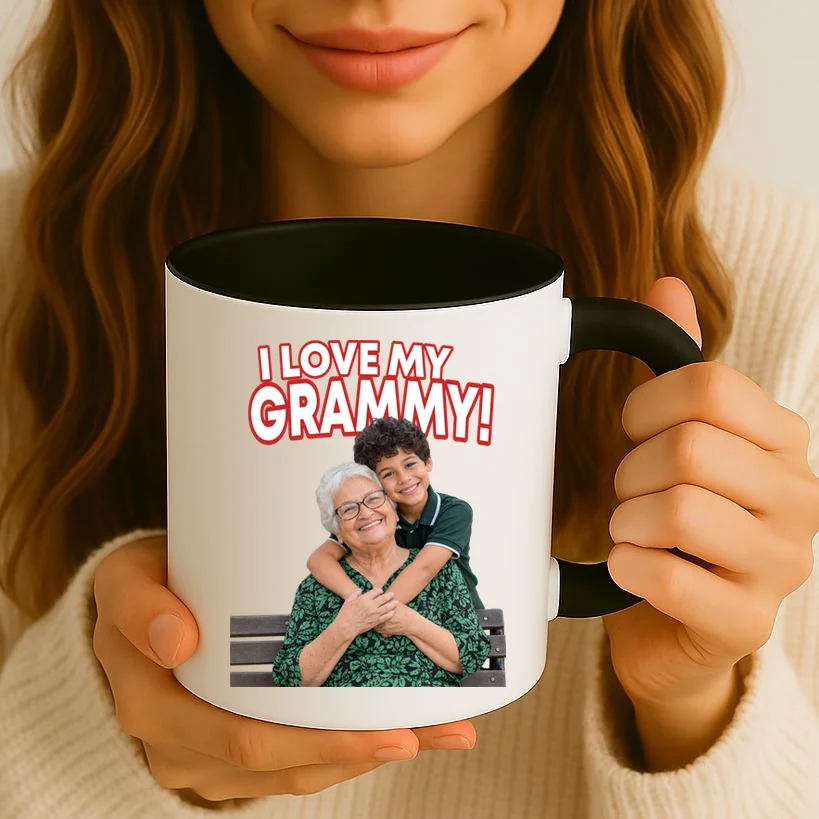 Grandma Photo Personalized Gift - I love My Grammy Custom Photo Gift Mug - Front 2