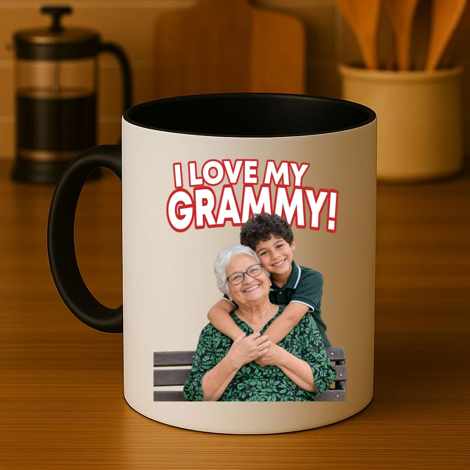 Grandma Photo Personalized Gift - I love My Grammy Custom Photo Gift Mug - Front 3