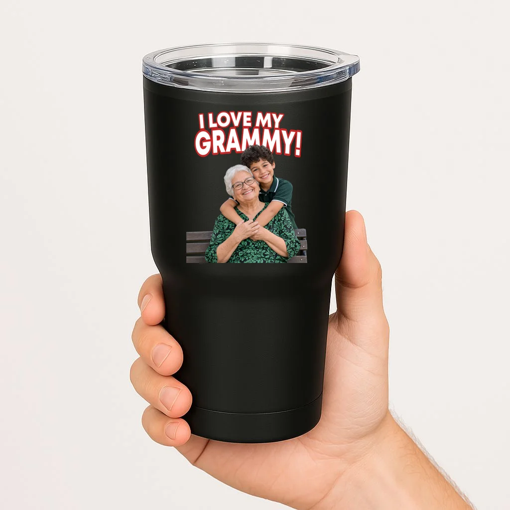 Grandma Photo Personalized Gift - I love My Grammy Custom Photo Gift 20oz Tumbler - Front 1