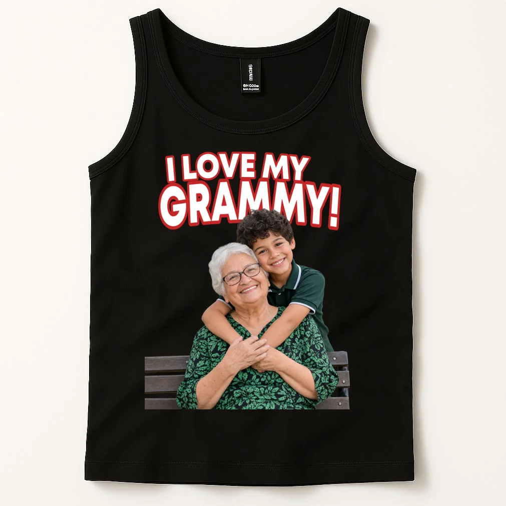 Grandma Photo Personalized Gift - I love My Grammy Custom Photo Gift Men's Tank Top - Front 1