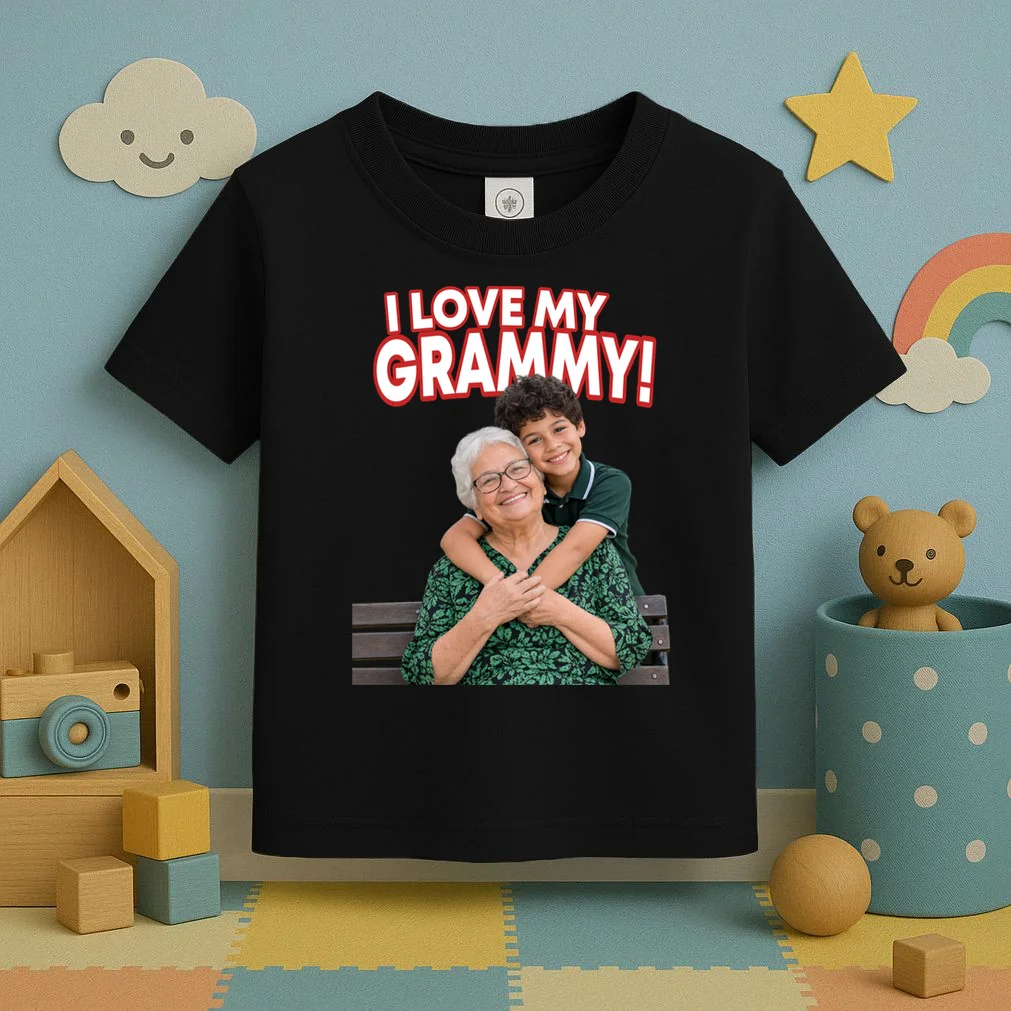 Grandma Photo Personalized Gift - I love My Grammy Custom Photo Gift Toddler T-Shirt - Front 2