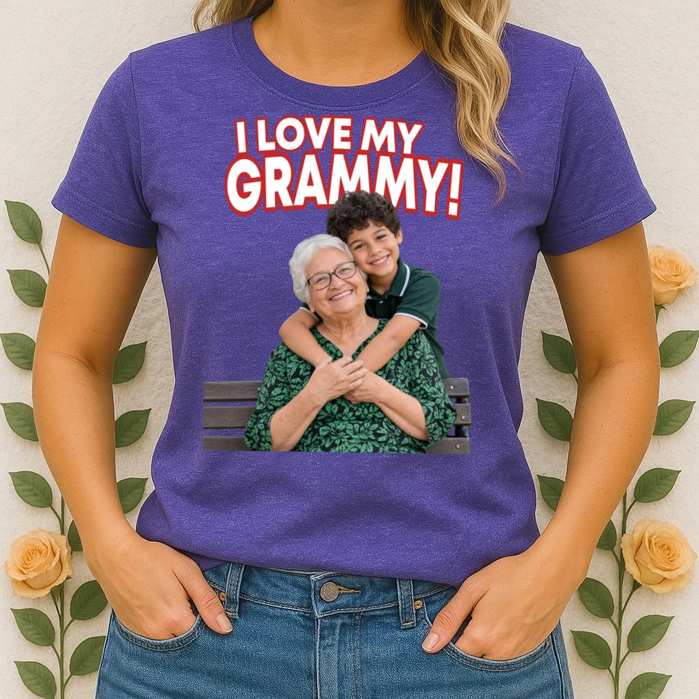 Grandma Photo Personalized Gift - I love My Grammy Custom Photo Gift Women's T-Shirt - Front 1