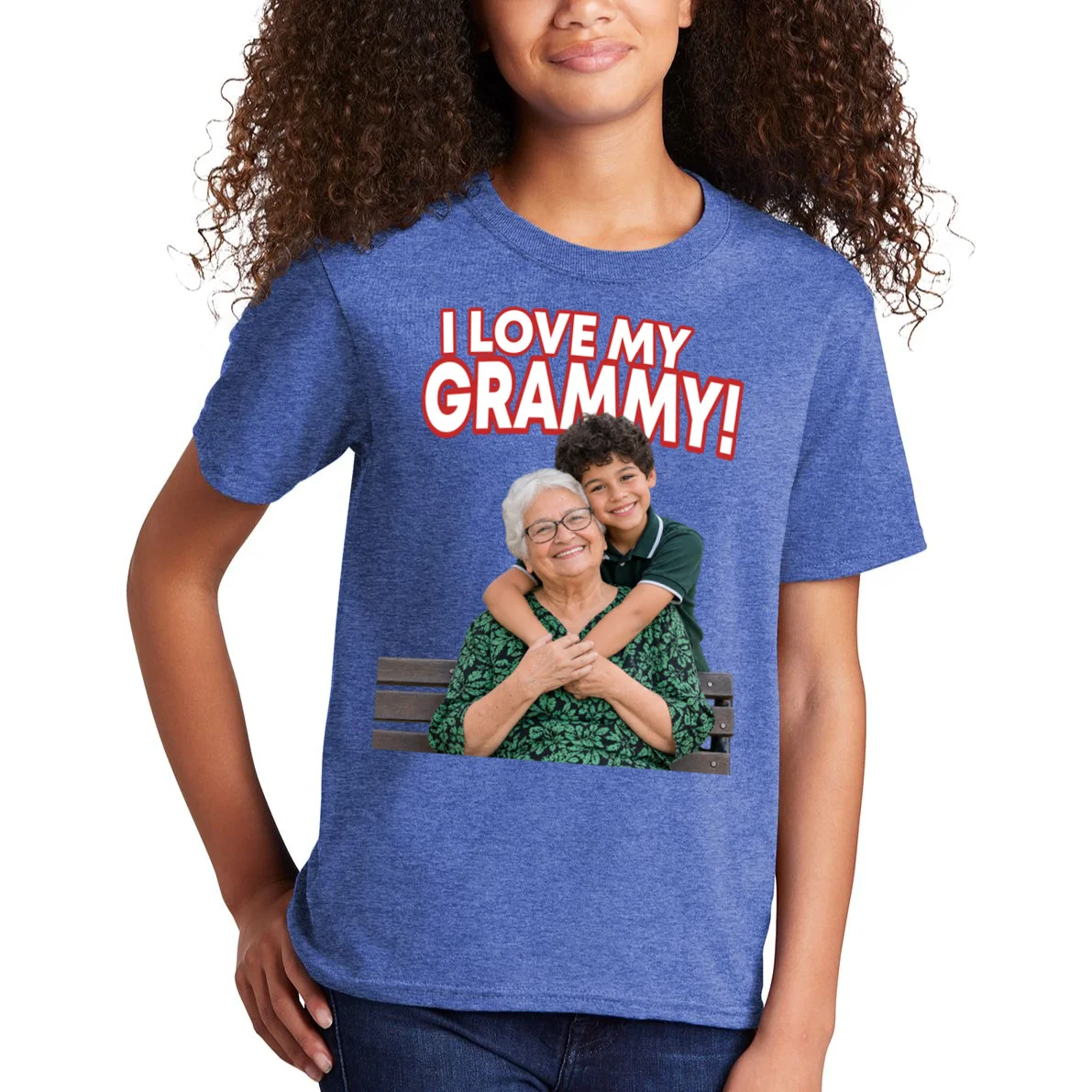 Grandma Photo Personalized Gift - I love My Grammy Custom Photo Gift Kids T-Shirt - Front 1