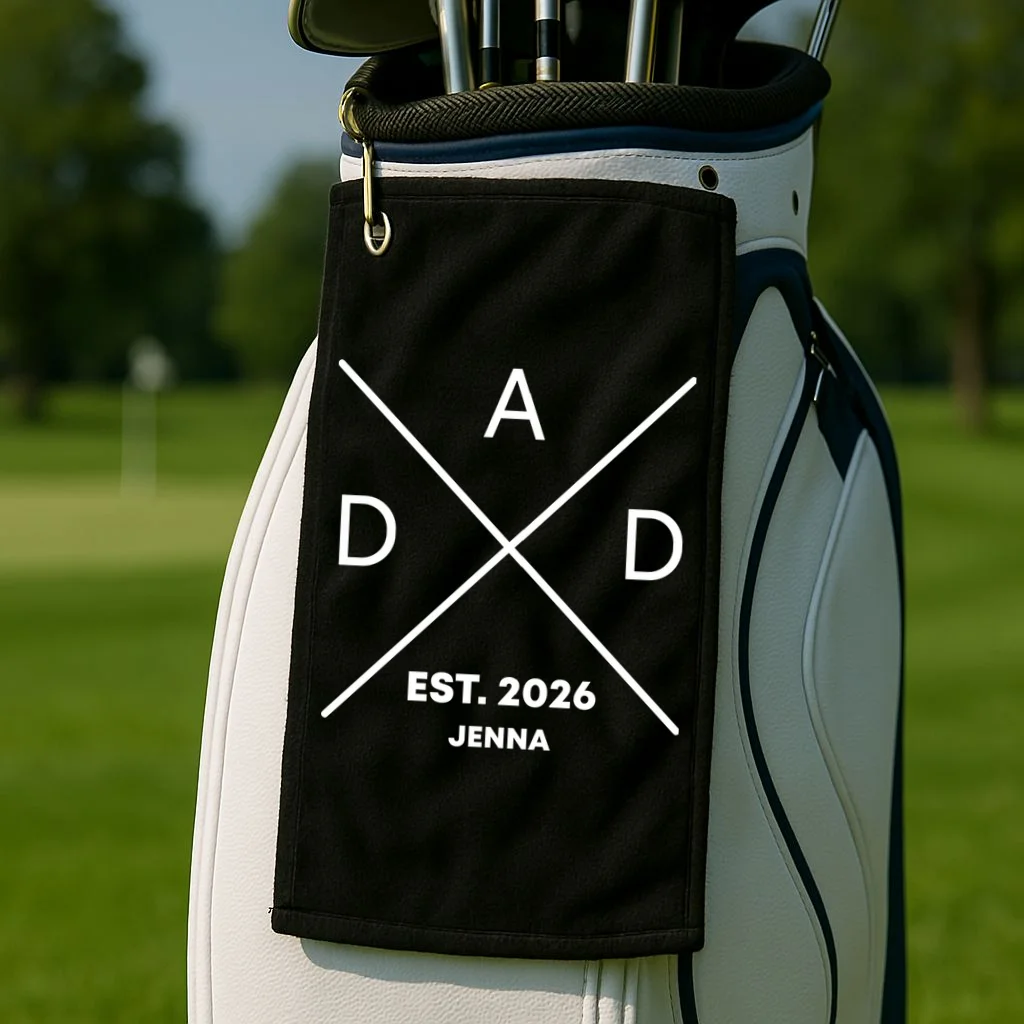 Dad Custom New Dad Fathers Day Golf Towel - Front 2