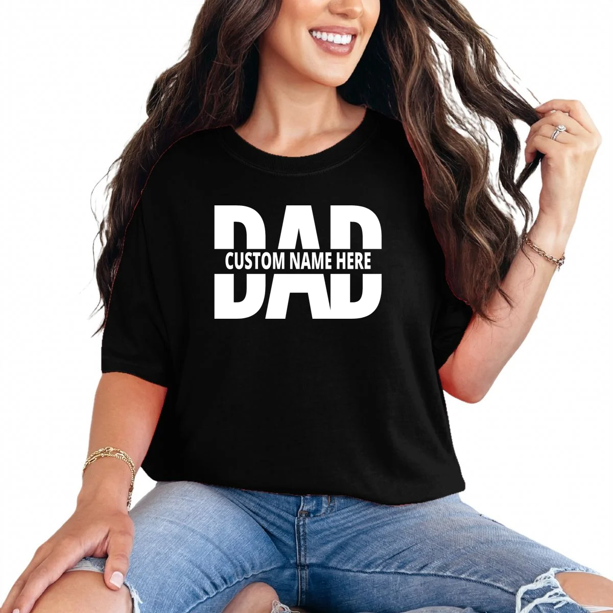 DAD Custom Name Fathers Day T-Shirt - Front