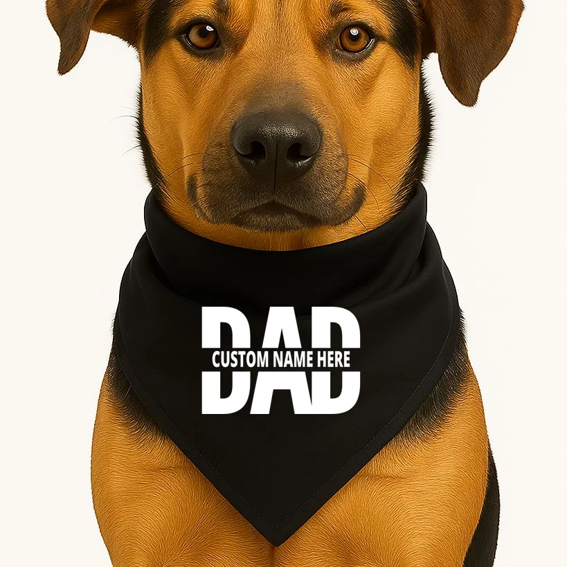 DAD Custom Name Fathers Day Dog Bandana - Front 1