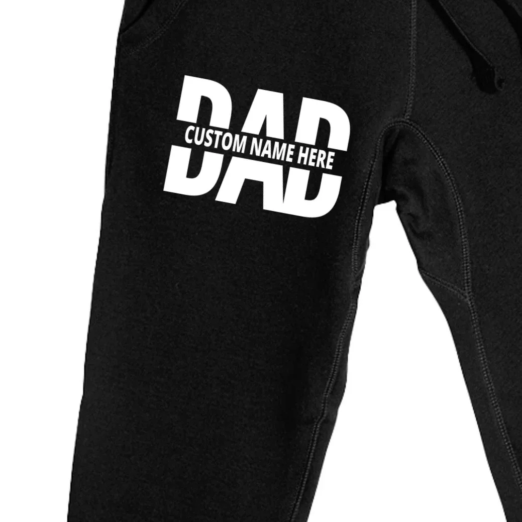 DAD Custom Name Fathers Day Men's Sweatpants - Front - Close-up